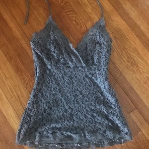 The Limited Grey lace halter tank
